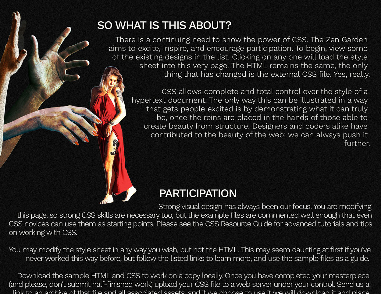 CSS Zen Garden horror-themed design concept