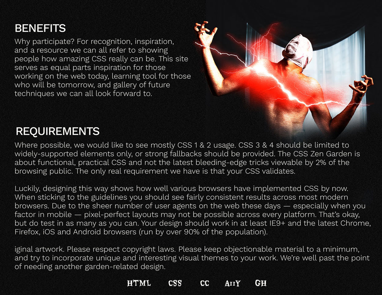CSS Zen Garden horror-themed design concept