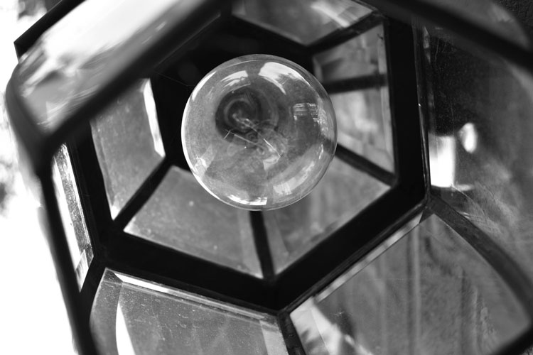 black and white photo of light
