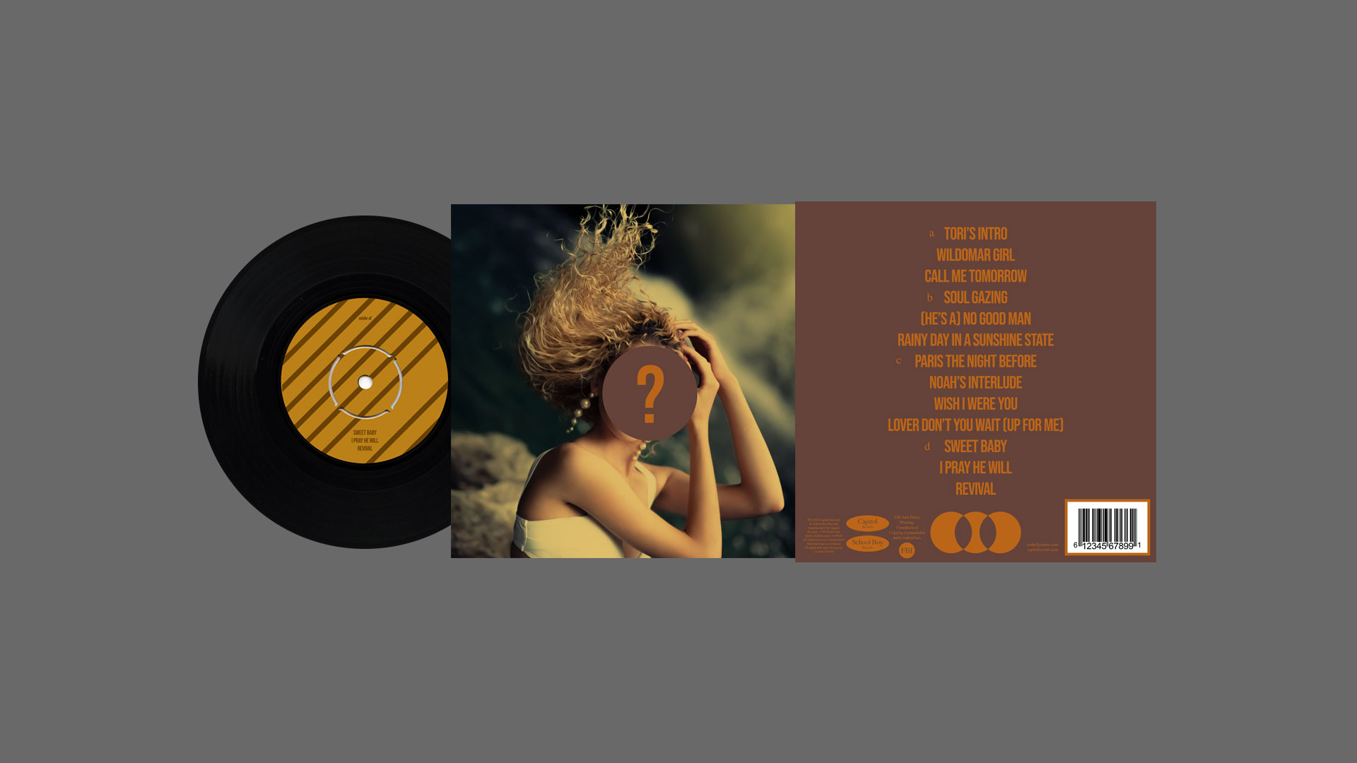 concept for back of vinyl for a rebrand of artist Tori Kelly