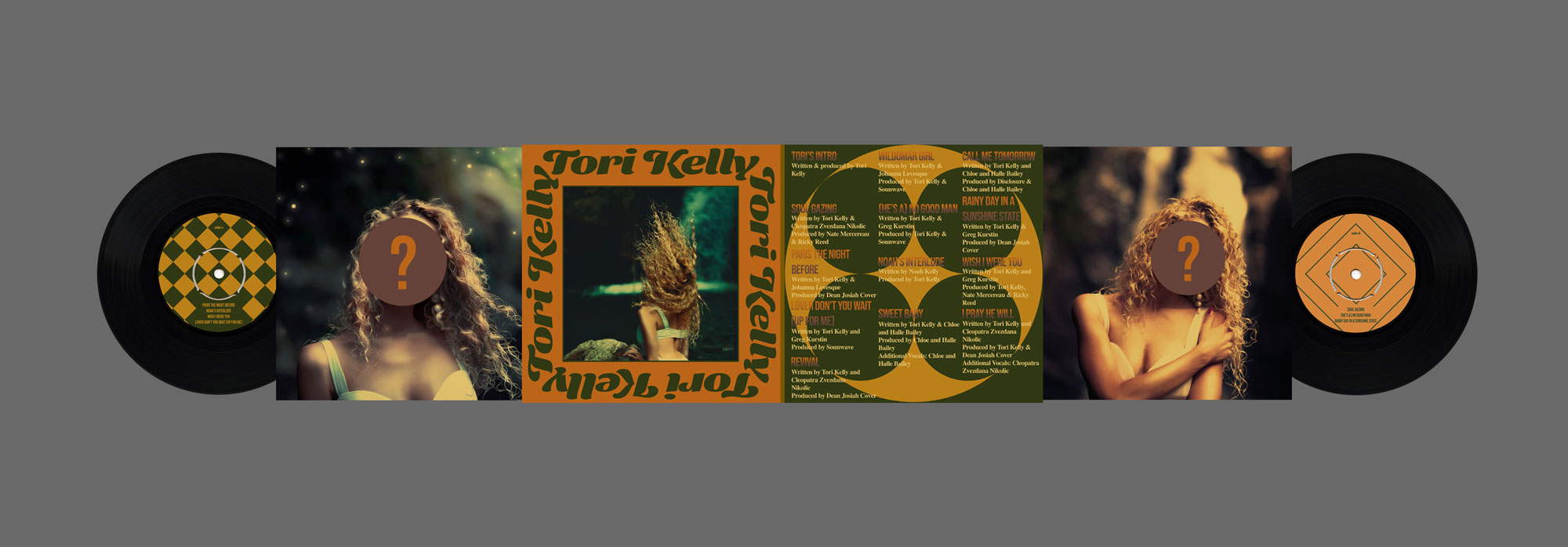 concept for the inside of a vinyl for a rebrand of artist Tori Kelly